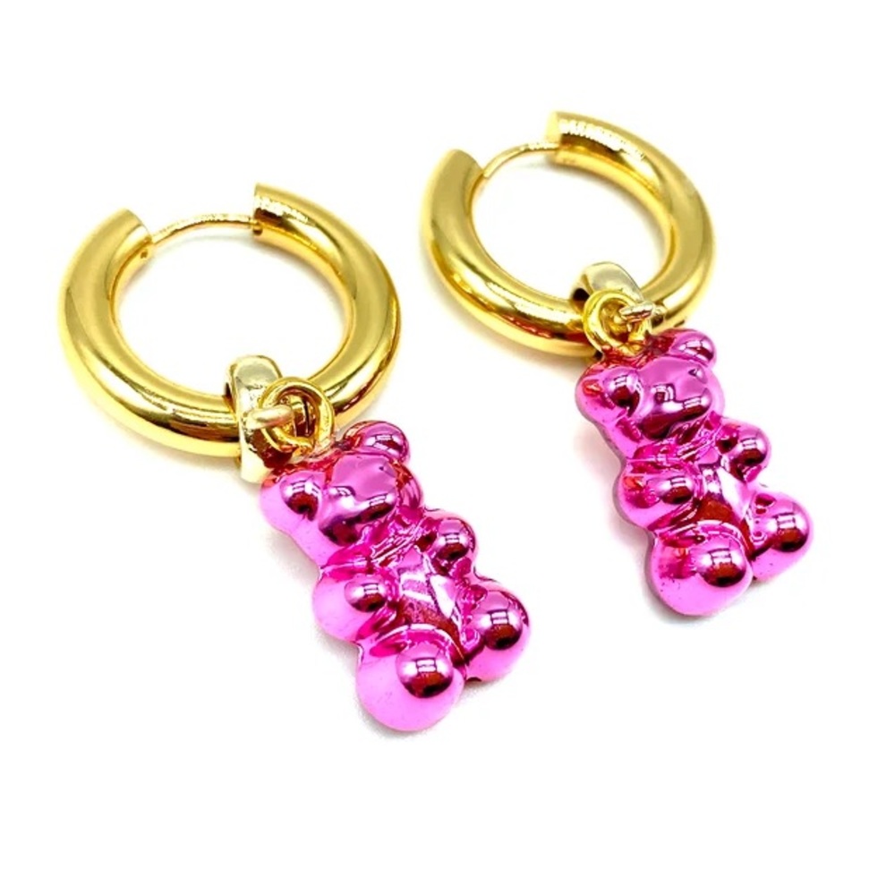 Chrome Gummy Bear Earring Pink
